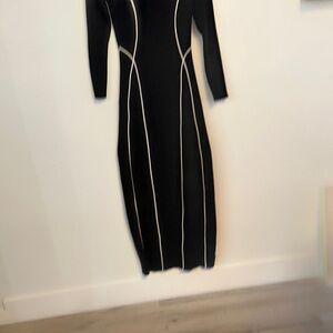 SHEIN Black and White Long Sleeve Mock Neck Dress